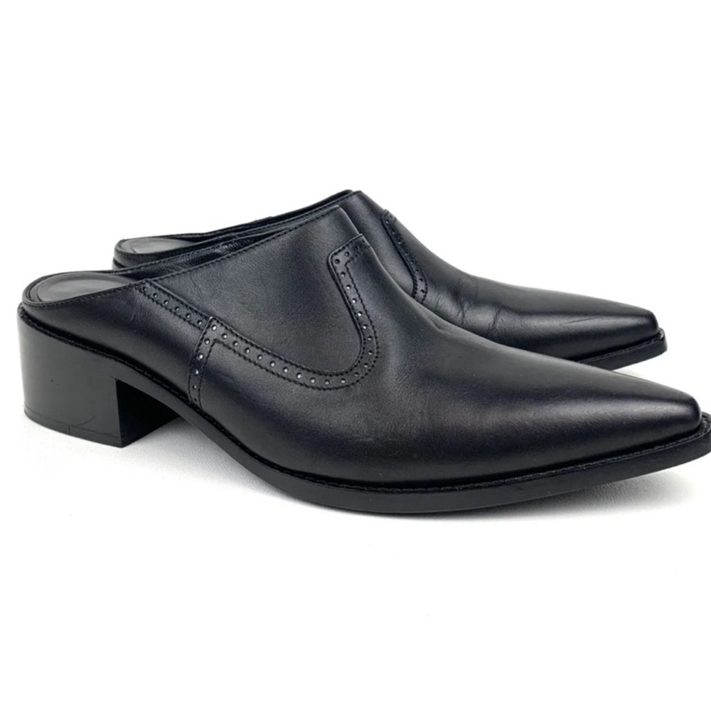 M. Gemi Black Leather Mules